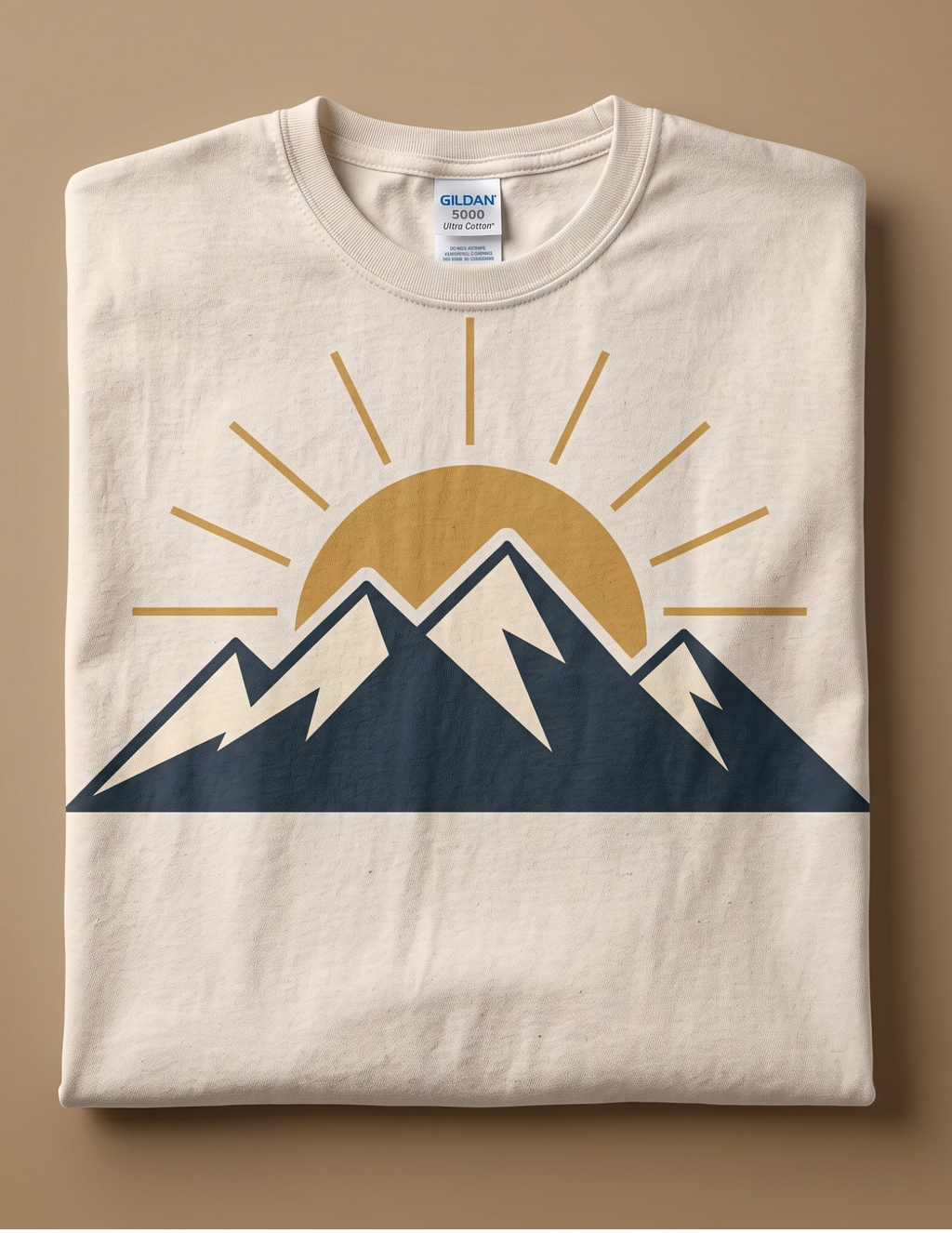Minimalist Mountain Sunrise Graphic T-Shirt | Adventure Unisex Tee | Gildan 5000