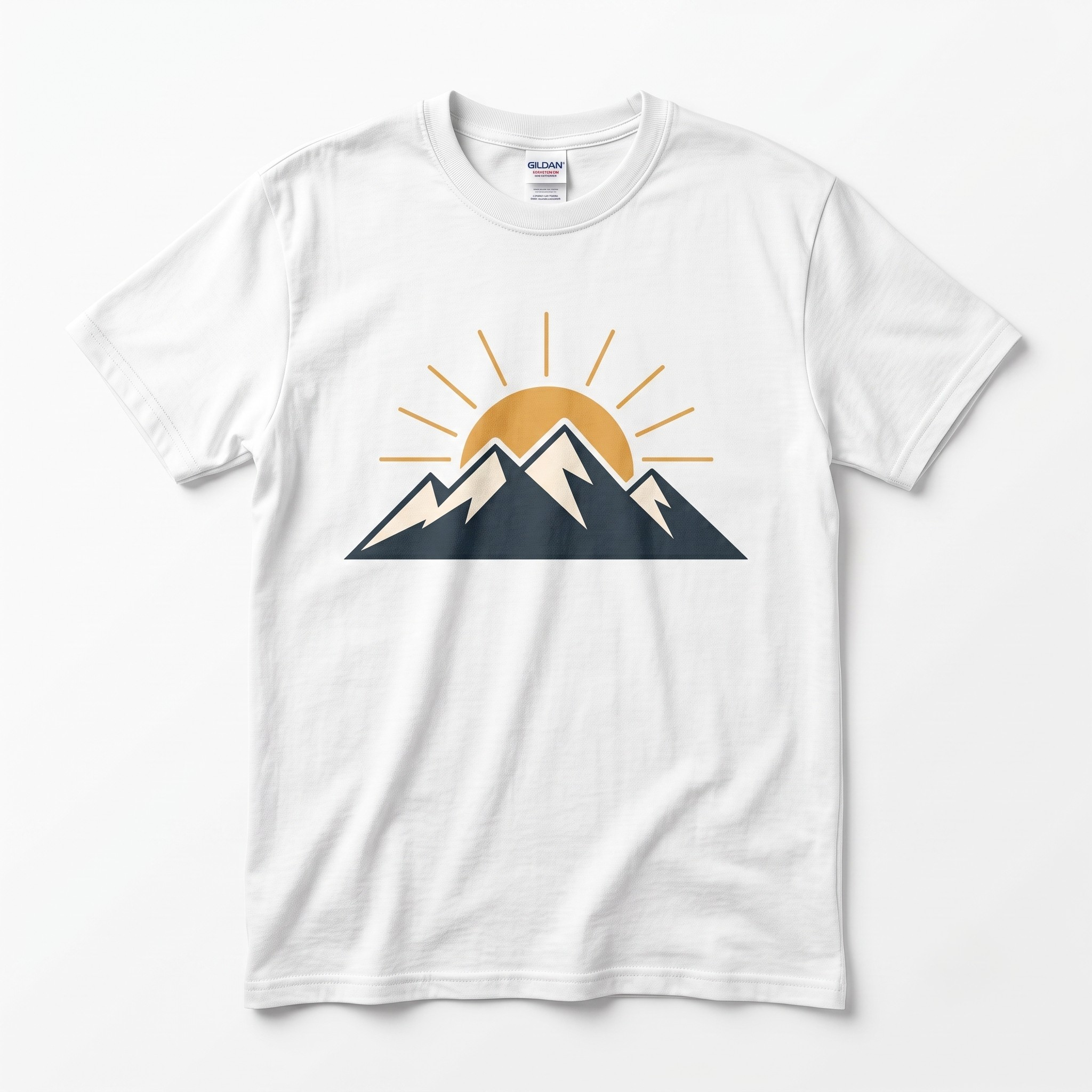 Minimalist Mountain Sunrise Graphic T-Shirt | Adventure Unisex Tee | Gildan 5000