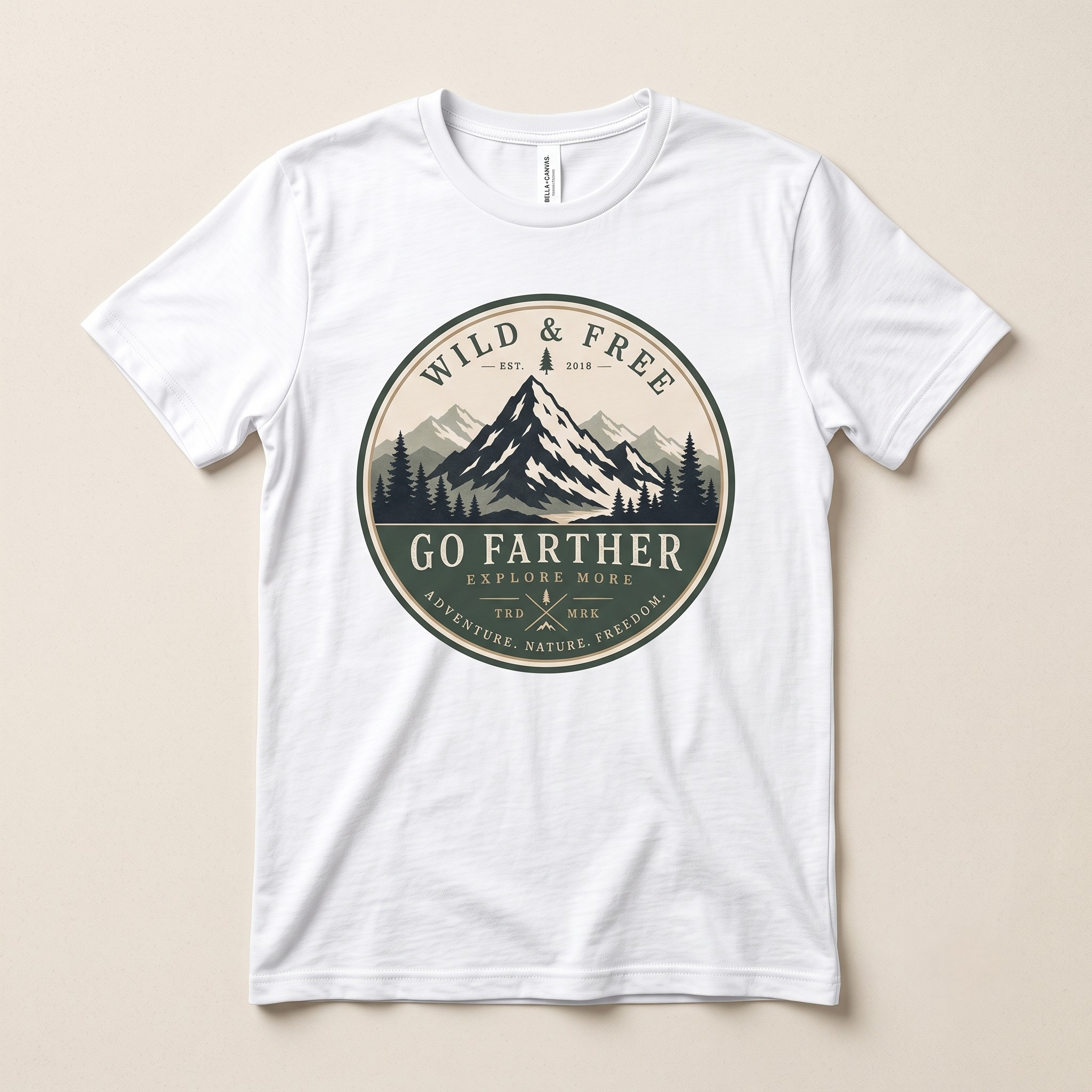 Wild & Free Go Farther Mountain Adventure T-Shirt | Vintage Outdoor Nature Tee